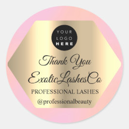 Lash Bedankt dat je de artistieke gouden Logo Roze Ronde Sticker