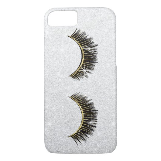 Lash Boss Eyelash Extensions Moderne Silver Glitte Case-Mate iPhone Case (Achterkant)