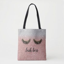 Lash Boss Eyelash Makeup Artiest Roos Gold Glitter Tote Bag