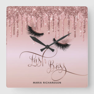 Lash Boss Makeup Eyebrow Eyes Lashes Driving Gold Vierkante Klok