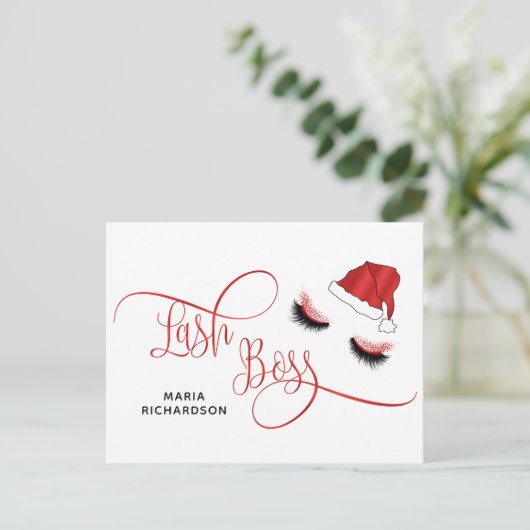 Lash Boss Santa Lashes Christmas Briefkaart (Staand voorkant)