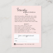 Lash/Brow Aftercare Instructions & Appointes Visitekaartje (Achterkant)