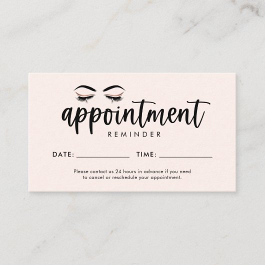 Lash, Brow Appointment Reminder Kaart met Logo Visitekaartje (Voorkant)