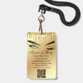 lash & brow artiest qr code gold drifbedrijf badge (Front with Lanyard)
