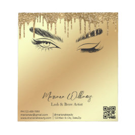 Lash & Brow Artiest QR-code Goud Metallic Business Notitieblok