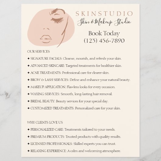 Lash Brow Beauty Cosmetic Facial Aesthetic Flyer (Voorkant)