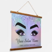 Lash Brow Glitter Beauty Business Hangend Wandkleed (Gebogen)