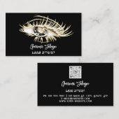 Lash Brow Makeup Logo Black Eye QrCode Gold Visitekaartje (Voorkant / Achterkant)