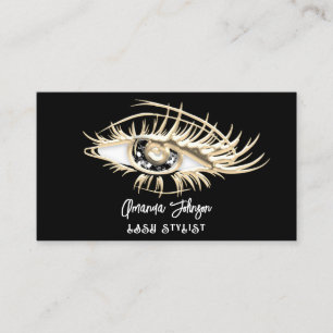Lash Brow Makeup Logo Black Eye QrCode Gold Visitekaartje