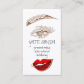 Lash Brow Makeup Logo QR Code Red Rose Lips Visitekaartje (Voorkant)