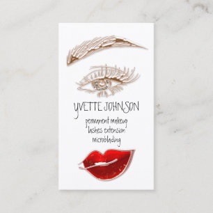 Lash Brow Makeup Logo QR Code Red Rose Lips Visitekaartje