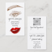 Lash Brow Makeup Logo QR Code Red Rose Lips Visitekaartje (Voorkant / Achterkant)
