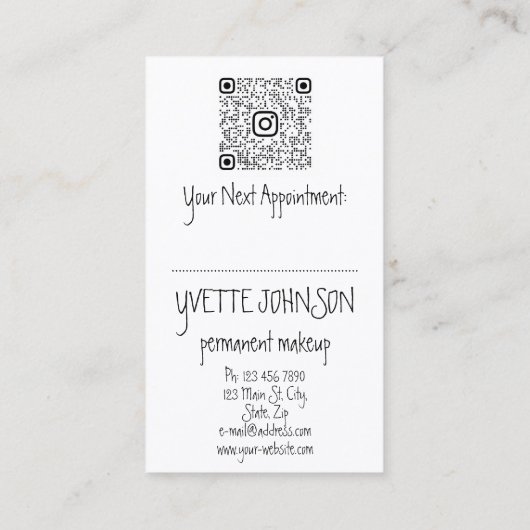 Lash Brow Makeup Logo QR Code Red Rose Lips Visitekaartje (Achterkant)