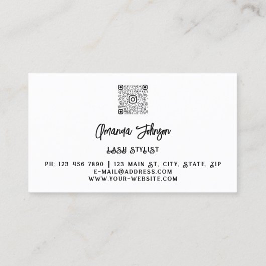Lash Brow Makeup Logo White Blue Eye Qr Code Gold Visitekaartje (Achterkant)