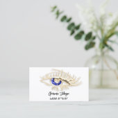 Lash Brow Makeup Logo White Blue Eye Qr Code Gold Visitekaartje (Staand voorkant)