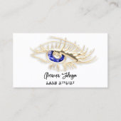 Lash Brow Makeup Logo White Blue Eye Qr Code Gold Visitekaartje (Voorkant)