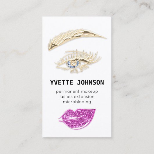 Lash Brow Permanent Makeup Logo QR Code Blauw Roze Visitekaartje (Voorkant)