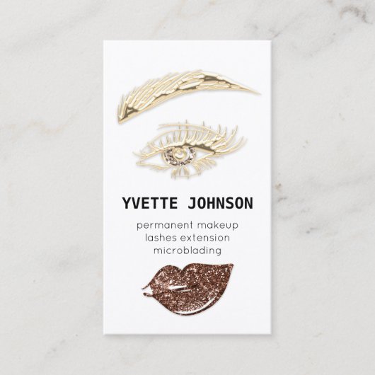 Lash Brow Permanent Makeup Logo QR Code Glitter Visitekaartje (Voorkant)