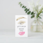 Lash Brow Permanent Makeup Logo QR Code Gold Pink Visitekaartje (Staand voorkant)