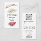 Lash Brow Permanent Makeup Logo QR Red Kiss Lip Visitekaartje (Voorkant / Achterkant)