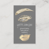 Lash Brow Permanent Makeup Logo QRCode Gold Grey Visitekaartje (Voorkant)