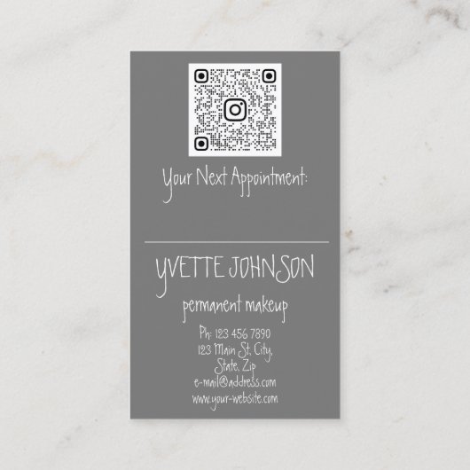 Lash Brow Permanent Makeup Logo QRCode Gold Grey Visitekaartje (Achterkant)