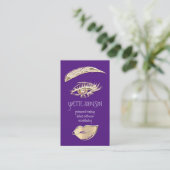 Lash Brow Permanent Makeup Logo QRCode Gold Paars Visitekaartje (Staand voorkant)