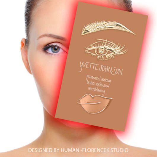Lash Brow Permanent Makeup Logo QRCode Gold Skinny Visitekaartje