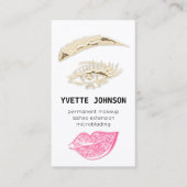 Lash Brow Permanent Makeup Logo QRCode Pink Lip Visitekaartje (Voorkant)