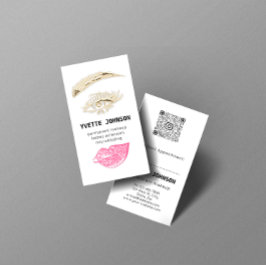 Lash Brow Permanent Makeup Logo QRCode Pink Lip Visitekaartje