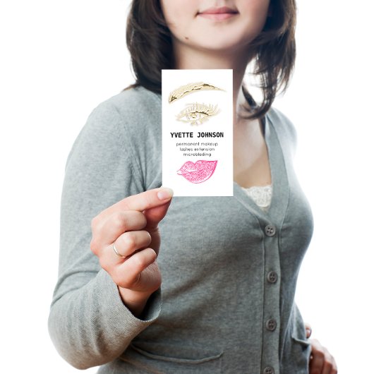 Lash Brow Permanent Makeup Logo QRCode Pink Lip Visitekaartje