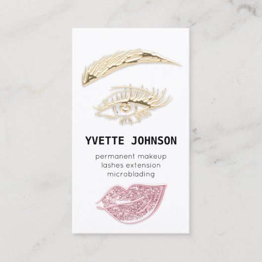 Lash Brow Permanent Makeup Logo QRCode Pink Visitekaartje (Voorkant)