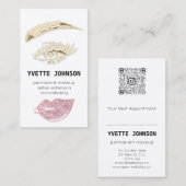 Lash Brow Permanent Makeup Logo QRCode Pink Visitekaartje (Voorkant / Achterkant)
