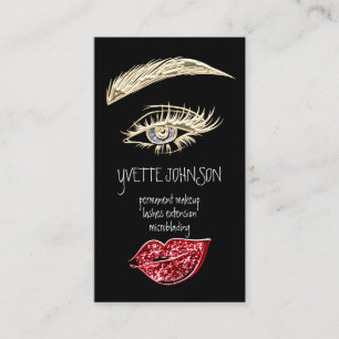 Lash Brow Permanent Makeup Logo QRCode Red Lips Visitekaartje