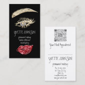 Lash Brow Permanent Makeup Logo QRCode Red Lips Visitekaartje (Voorkant / Achterkant)
