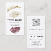 Lash Brow Permanent Makeup Logo QRCode Roos Visitekaartje (Voorkant / Achterkant)