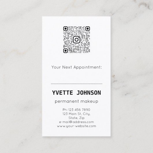 Lash Brow Permanent Makeup Logo QRCode Roos Visitekaartje (Achterkant)