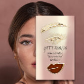 Lash Brow Permanent Makeup QRCode Gold Brown Lips Visitekaartje