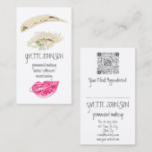 Lash Brow Permanent Makeup QRCode Gold Kiss Green Visitekaartje (Voorkant / Achterkant)