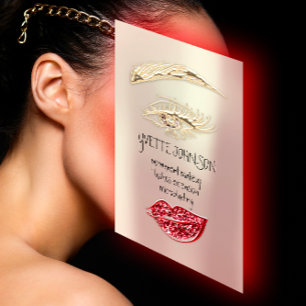 Lash Brow Permanent Makeup QRCode Gold Red Brown Visitekaartje