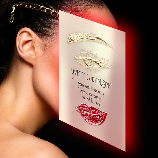 Lash Brow Permanent Makeup QRCode Gold Red Brown Visitekaartje