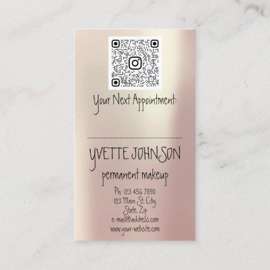 Lash Brow Permanent Makeup QRCode Gold Red Brown Visitekaartje (Achterkant)