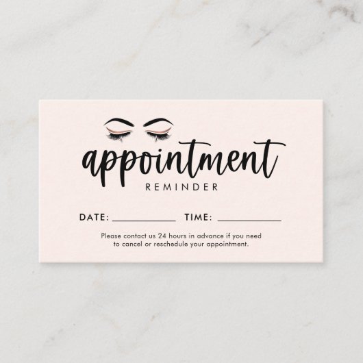 Lash, Brows, Makeup Appointment Kaart Visitekaartje (Voorkant)