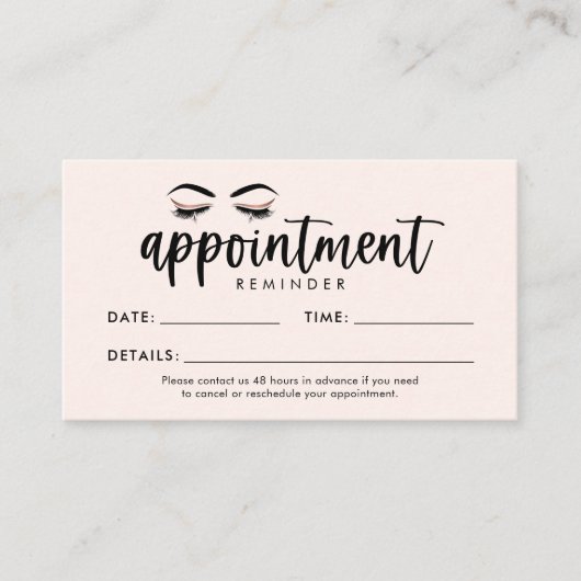 Lash, Brows, Makeup Appointment Kaart Visitekaartje (Voorkant)