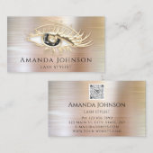 Lash Brows Makeup Logo Black Eye QrCode Roos Gold Visitekaartje (Voorkant / Achterkant)