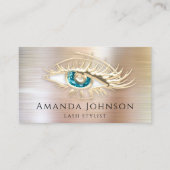 Lash Brows Makeup Logo Blue Eye Qr Code Roos Gold Visitekaartje (Voorkant)