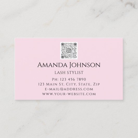 Lash Brows Makeup Logo Blue Eye Qr Code Roos Gold Visitekaartje (Achterkant)