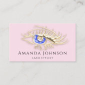 Lash Brows Makeup Logo Blue Eye Qr Code Roze Gold Visitekaartje (Voorkant)