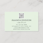 Lash Brows Makeup Logo Green Eye Qr Code Gold Visitekaartje (Achterkant)