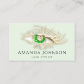 Lash Brows Makeup Logo Green Eye Qr Code Gold Visitekaartje (Voorkant)